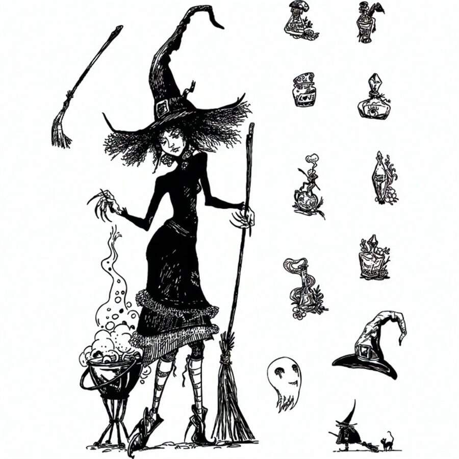 1入組萬聖節印章,用於diy拼貼卡片、紙張工藝、手工相冊手冊裝飾,2023新款印章 - 清除印章 - 查看 1