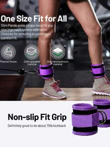 1 PC Purple Ankle Strap For Cable Machines And Resistance Bands For Women And Men Adjustable Leg Straps With Neoprene Padding Work Out Cuff Attachment Booty Workouts Kickbacks Leg Extensions Hip Abductors Ankle Cable Straps - Purple - View 2
