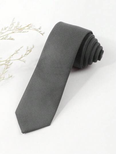 1pc Men's Fashionable Suit Fabric Solid Grey Color Versatile Silky Necktie Suitable For Business And Daily Wear Casual Men Necktie
