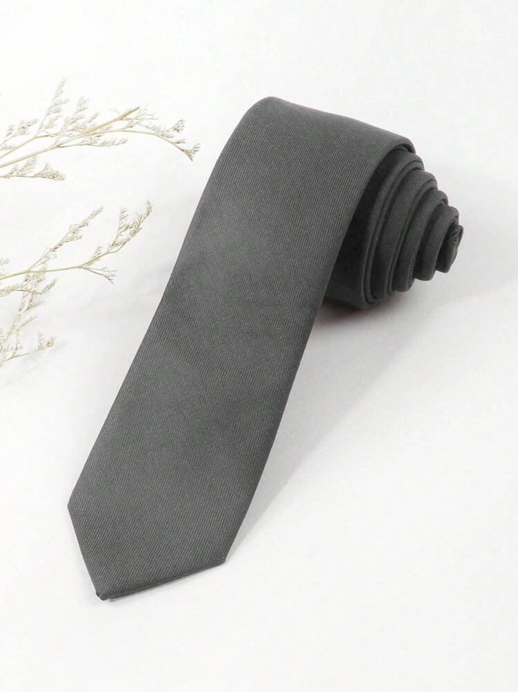 1 pieza Corbata de seda de color gris sólido versátil y elegante, adecuada para negocios y uso casual diario para hombres - Gris - Añade 1