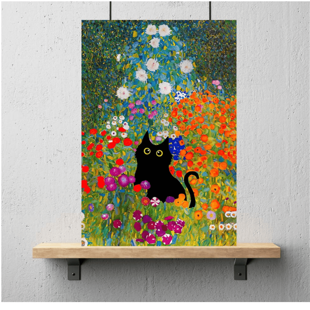 キャンバス油絵　専用   黒猫ガーデン 3　クリムト風フラワーガーデン キャンバス油絵 専用 黒猫ガーデン 3 クリムト風フラワーガーデン