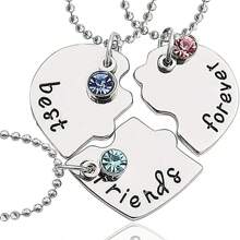 4 Piezas/conjunto Collar De Amistad Para Los Mejores Amigos Para Siempre, Colgante Con Decoración De Corazón Y Diamantes De Imitación - Multicolor - Ver 10