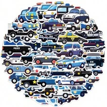 50入組警車貼紙,警察貼紙,警察禮物,警察官員禮品,警察商品,警察美學貼紙,泡沫塑料板防水貼紙,適用於水瓶、電腦、筆記本電腦、手機、行李的美學貼紙 - 彩色 - 查看 1