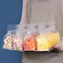 10 Pieces, Reusable Food Leak Proof Storage Bag - Perfect For Storing Nuts, Grains, Vegetables, Fruits, And Snacks - For Outdoor Camping And Travel! - Transparent - View 2