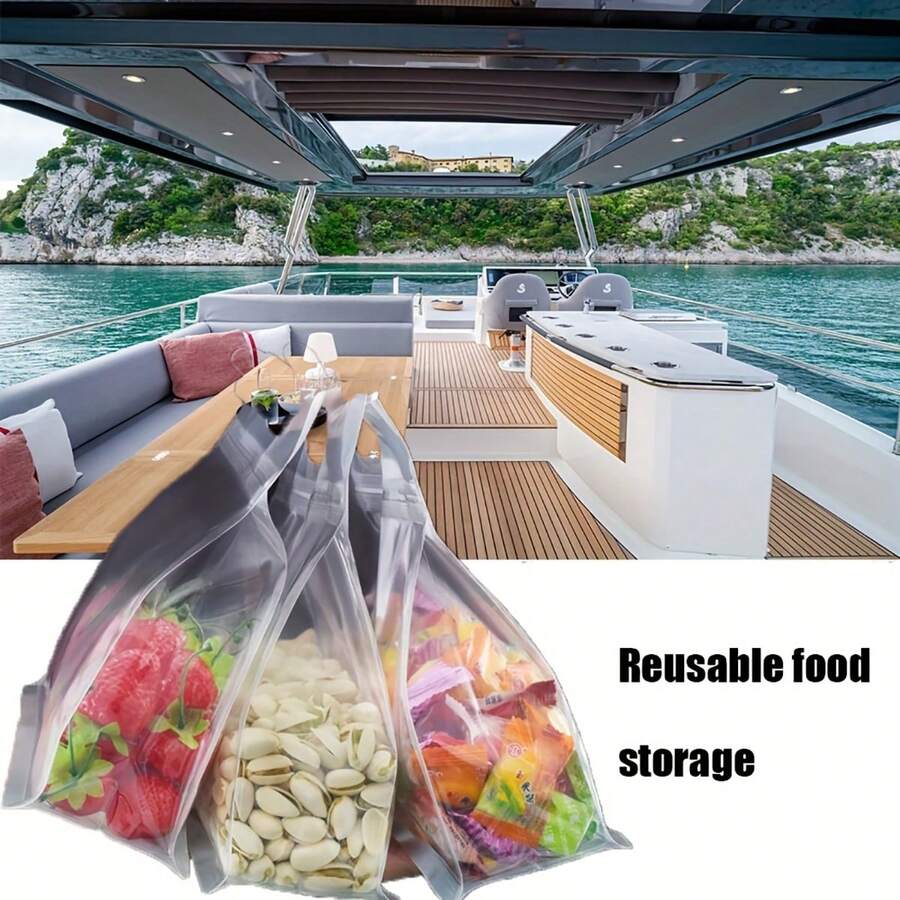 10 Pieces, Reusable Food Leak Proof Storage Bag - Perfect For Storing Nuts, Grains, Vegetables, Fruits, And Snacks - For Outdoor Camping And Travel! - Transparent - View 1