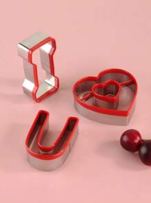 1set Stainless Steel Pvc Edge Heart Shaped Valentine'S Day Cookie Mold, Diy Cake Mold Baking Tool - Multicolor - View 6