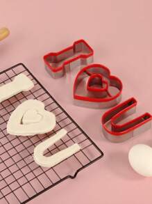 1set Stainless Steel Pvc Edge Heart Shaped Valentine'S Day Cookie Mold, Diy Cake Mold Baking Tool - Multicolor - View 1
