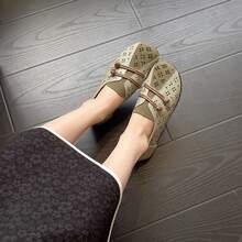 女士時尚休閒皮鞋,簡約設計 - 綠色 - 查看 2