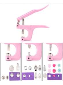Alicate Pressão Pregar Botão Ritas Plástico Metal Ilhós Kit - Rosa chiclete - Visão 3