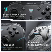 Machenike G5 Pro Black Gamepad Wireless Gaming Controller Hall Trigger Joystick Mecha-Tactile Buttons Compatible With Switch PC Android IOS - Black - View 9