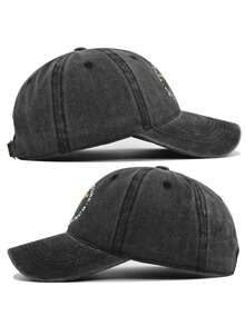 1pc Unisex Y2k Style [Whiskey] Heat Transfer Sticker Outdoor Sports And Leisure Sunscreen Washed Baseball Cap, Suitable For Daily And Party Wear - Grey - View 4