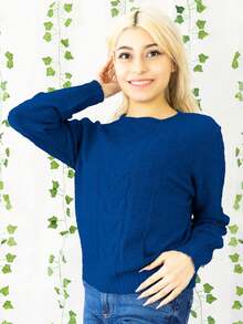 Sueter para dama, con trenzado de adelante - Azul - Ver 3