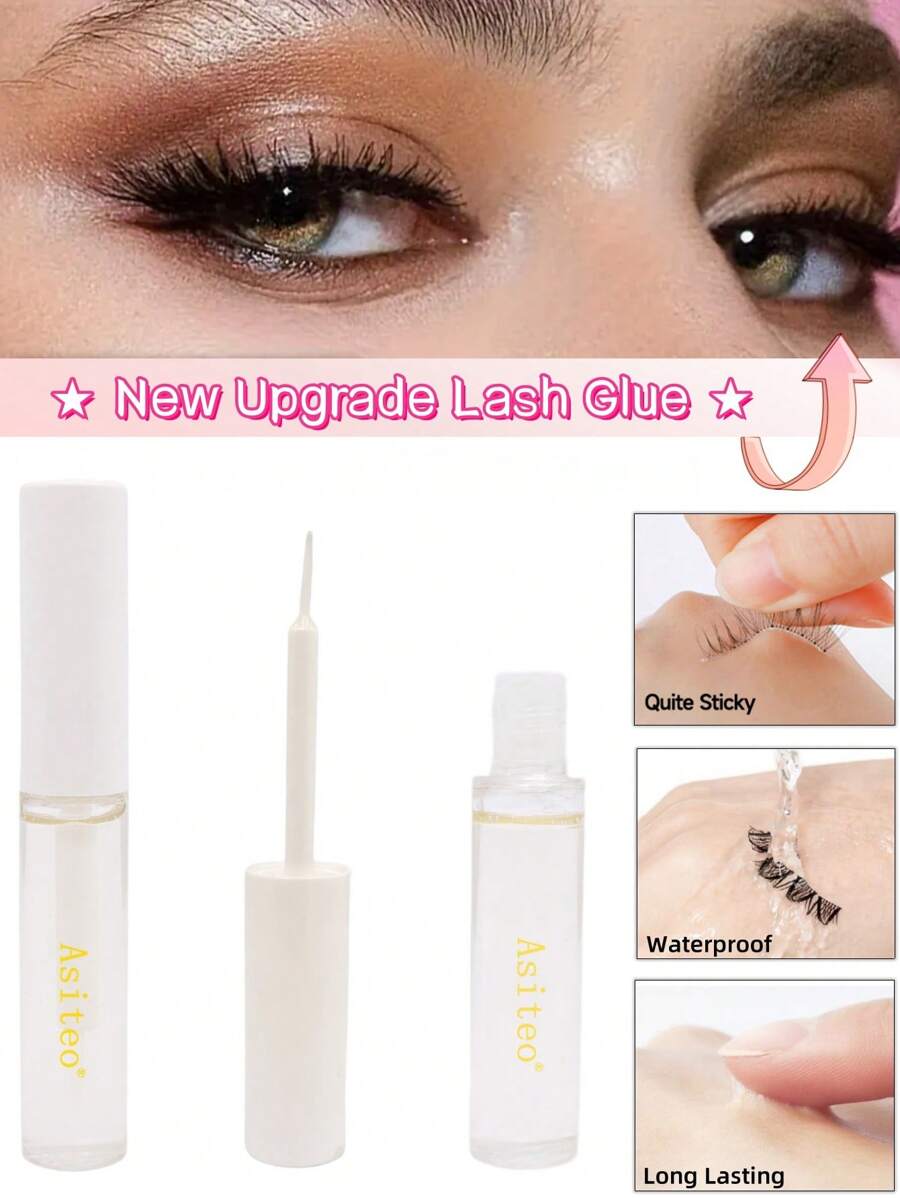 Asiteo 1 lọ 5ml Keo dán mi giả cải tiến mới, khô nhanh, trong suốt, chống thấm nước và bền lâu. - Trong sáng - Xem 1