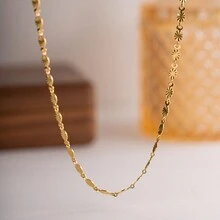 1 件 18k 鍍金簡約設計橢圓形圓盤鏈項鍊帶禮盒套裝 - 彩色 - 查看 6