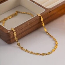 1 件 18k 鍍金簡約設計橢圓形圓盤鏈項鍊帶禮盒套裝 - 彩色 - 查看 3