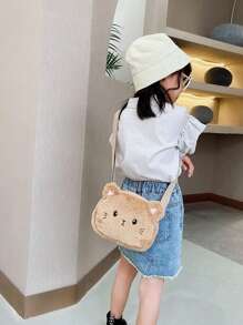 Borsa a tracolla piccola e diagonale per bambini, stile carino e alla moda Harajuku, con motivo a gatto