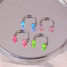 1 件 F136-鈦合金 16 克雙端蛋白石 C 型馬蹄唇/鼻穿孔首飾,適合女士日常佩戴 8/10/12 毫米 - 藍色 - 查看 1