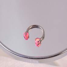 1 件 F136-鈦合金 16 克雙端蛋白石 C 型馬蹄唇/鼻穿孔首飾,適合女士日常佩戴 8/10/12 毫米 - 藍色 - 查看 5