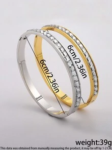 2 Pcs New Light Luxury Exquisite Personalized Simple Stainless Steel Generous Single Row Rhinestone Bracelet Suitable For Holiday Gifts Friends Daily Wear - Generous Single Row Diamond Bracelet - View 5