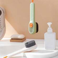 1pc Multi-Functional Shoe Brush With Liquid Container, Soft Bristles, Press-Type Design, For Home Use - White - View 3
