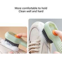 1pc Multi-Functional Shoe Brush With Liquid Container, Soft Bristles, Press-Type Design, For Home Use - White - View 8