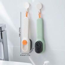 1pc Multi-Functional Shoe Brush With Liquid Container, Soft Bristles, Press-Type Design, For Home Use - White - View 2