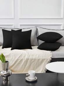 4 Pcs Pillow Covers For Living Room, No Insert - Faux Linen Cushion Covers For Couch, Square Throw Pillow Cases For Sofa, Set Of 4, Case Only