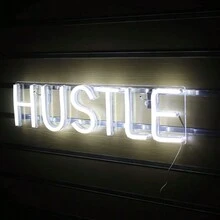 CTTNLS Hustle Led 霓虹燈新奇牆藝術裝飾懸掛標誌適用於臥室、客廳、兒童房、派對、家居裝飾、霓虹燈夜燈由 Usb 供電 - 白色 - 查看 3