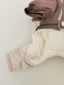 1pc Rabbit Ear Design Overalls Jumpsuit Winter Pet Dog Clothes - Beige - View 4