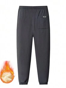 Thickened Thermal Lined Casual Pants For Middle-Aged And Young Men, Warm Windproof And Waterproof Trousers, Plus Size - Grey - View 3