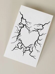 1pc Blue Herbal Temporary Tattoo Sticker With Love & Lightning Design, Lasts 7-14 Days, And Safe, For Arm, Chest, Abdomen, Back, Etc. - Black - View 7