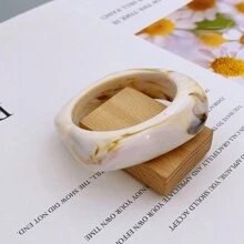 1 Pieza Brazalete De Acrílico Exagerado Con Patrón De Mármol De Estilo Europeo Y Americano Adecuado Para Usar Diariamente En Mujeres Y En Fiestas De Baile