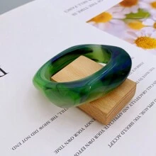 1 Pieza Brazalete De Acrílico Exagerado Con Patrón De Mármol De Estilo Europeo Y Americano Adecuado Para Usar Diariamente En Mujeres Y En Fiestas De Baile