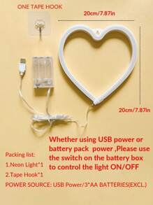 1 đèn neon hình trái tim, có móc treo, dùng nguồn USB và pin, thích hợp trang trí bàn làm việc, phòng ngủ bé gái, tường, tiệc tùng, đám cưới, sinh nhật, ngày Valentine, quà tặng ngày của mẹ. - Màu tím - Xem 8