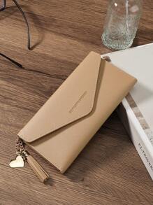 SOUTHLAND&KANGAROO Lettre Cœur et Décoration à franges Style Vintage Femme Mode Moderne Entreprise Fine Portable Polyvalente Grande Capacité Porte-Carte Crédit Fermeture Éclair Porte-Monnaie Rangement Carte Identité Argent Décontracté Parfait École Université Travail Navette Fête des Enseignants Rentrée Scolaire Anniversaire Cadeau Couple Femme Cadre Supérieur Étudiant Université Fournitures Scolaires Chambre Université Rentrée Scolaire Portefeuille Femme