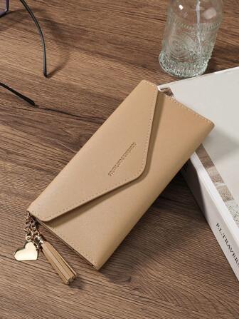 SOUTHLAND&KANGAROO Bokstav Hjärta och tofsdekor Vintage Vikbar Kvinnor Mode Modernt företag Smal Bärbar Mångsidig Stor kapacitet Kreditkort Dragkedja ID-kort Kontantförvaring Affärer Fritidsdag Perfekt Skola Högskola Arbete Företag Pendla Lärarens dag Tillbaka till skolan Semesterkontor Jubileum Par För Födelsedagspresent Kvinnor Tjänstemän Högskola Studentväska Skolmaterial för skolan Sovsal & Tillbaka till skolan Plånbok Lång Plånbok Plånbok