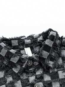 Men's Thickened Flannel Jacket With Plaid Pattern, Autumn/Winter Shirt Style Workwear Jacket - Black - View 3