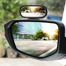 1pc Universal Car Mirror, 360° Adjustable, Wide Angle Side Rear Mirrors Blind Spot Snap Way For Parking, Auxiliary Rear View Mirror - Black - View 2