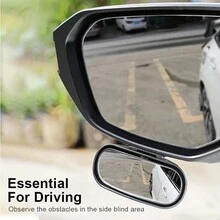 1pc Universal Car Mirror, 360° Adjustable, Wide Angle Side Rear Mirrors Blind Spot Snap Way For Parking, Auxiliary Rear View Mirror - Black - View 5