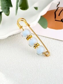 1 件腰带珍珠别针，可调节紧固件，用于衣服、裤子，防止滑落和起皱/移动，也可用作衣服夹 - 金色 - 查看 5