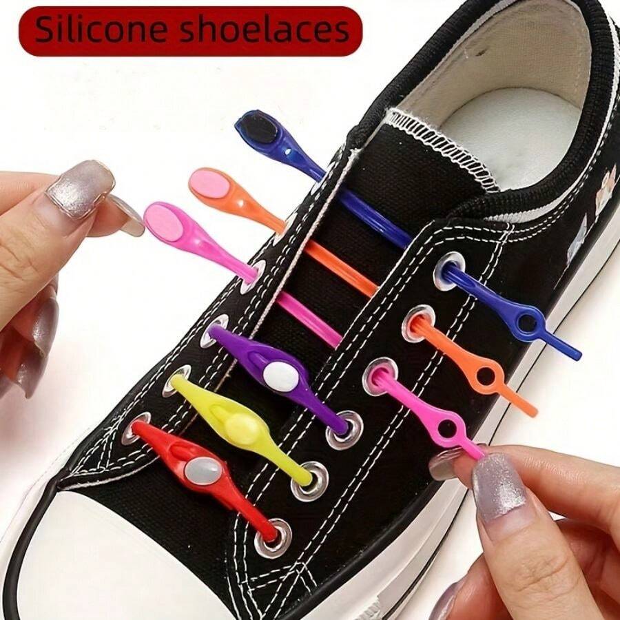 6件套懒人鞋带扣免系带成人通用颜色个性小白鞋休闲运动防系鞋带 - 紫色 - 查看 1