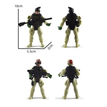 6 Piezas/conjunto Modelo De Soldado Con Caractersiticas De Policía Antiterrorista Con Articulaciones Móviles Y Armas Para Exhibición - Negro - Ver 3