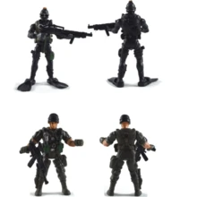 6 Piezas/conjunto Modelo De Soldado Con Caractersiticas De Policía Antiterrorista Con Articulaciones Móviles Y Armas Para Exhibición - Negro - Ver 2
