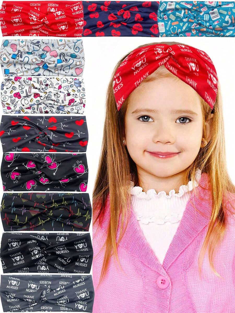 3入組卡通心形＆聽診器＆圖案頭帶,適用於兒童日常戶外活動 - 白色 - 查看 1