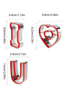 1set Stainless Steel Pvc Edge Heart Shaped Valentine'S Day Cookie Mold, Diy Cake Mold Baking Tool - Multicolor - View 2