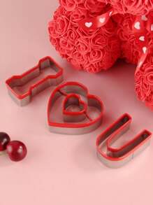 1set Stainless Steel Pvc Edge Heart Shaped Valentine'S Day Cookie Mold, Diy Cake Mold Baking Tool - Multicolor - View 5