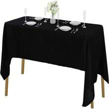 1 Pieza Mantel Rectangular Blanco De Tela Poliéster, Adecuado Para Decoración De Bodas, Restaurantes Y Fiestas (lavable) - Negro - Ver 3