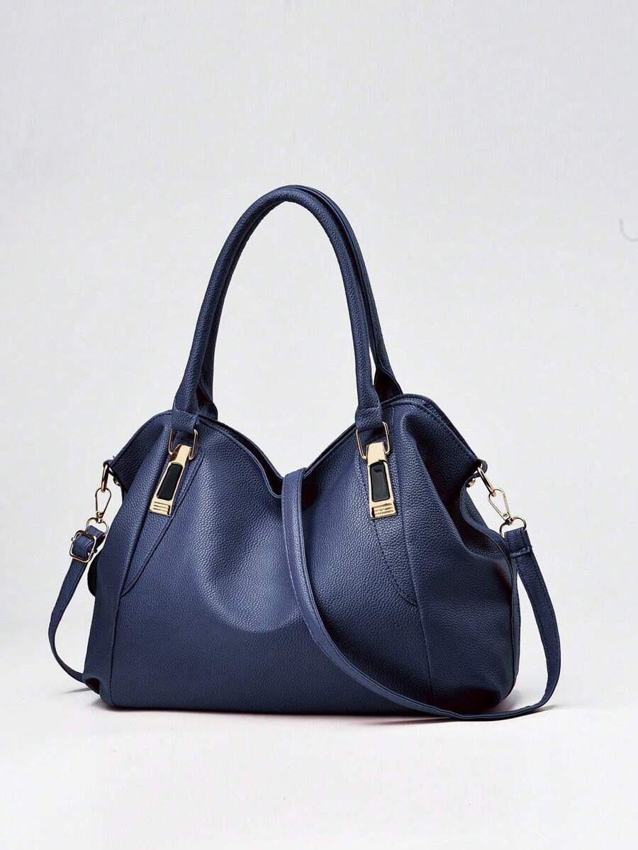 PLANEE Casual Solid Color Tote Bag, Large Capacity Soft Faux Leather Zip Shoulder Bag, Multi Crossbody Bag, Double Handle Shoulder Bag, Women's Buckle Decorated Shoulder Bag, Stylish Underarm Wallet For Street Wear, Best Mother's Day Gift Ideas, Mother Day Gifts, Mom Gifts, Mommy's Essentials, Mommy Bag For Going OutSchool Bag,Back To School Backpack,Portable,Lightweight,Business Casual, Suitable For Teen Girls Women College Students,Rookies & White-Collar Workers, Perfect For Back To School,First Day Of School,College,Middle School, High School,Work , Business, Commute - Royal Blue - View 1