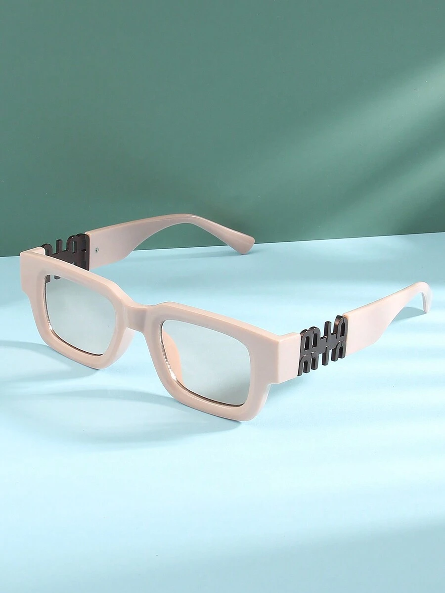 新款欧美时尚个性方形时尚女士眼镜，采用字母设计，适合街头风格和旅行装饰 - 彩色 - 查看 1