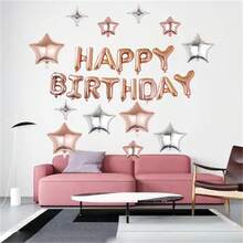 25 件生日裝飾鋁膜氣球玫瑰金橫幅氣球派對用品玫瑰金箔氣球家庭聚會生日派對影樓背景裝飾道具 - 彩色 - 查看 4